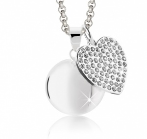 Anjelsky zvonček MAMIJUX® srdiečko s bielymi krištálmi