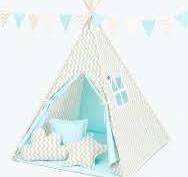 Stan Tipi s podložkou , vankúšikmi  mäta/béžový Zig Zag