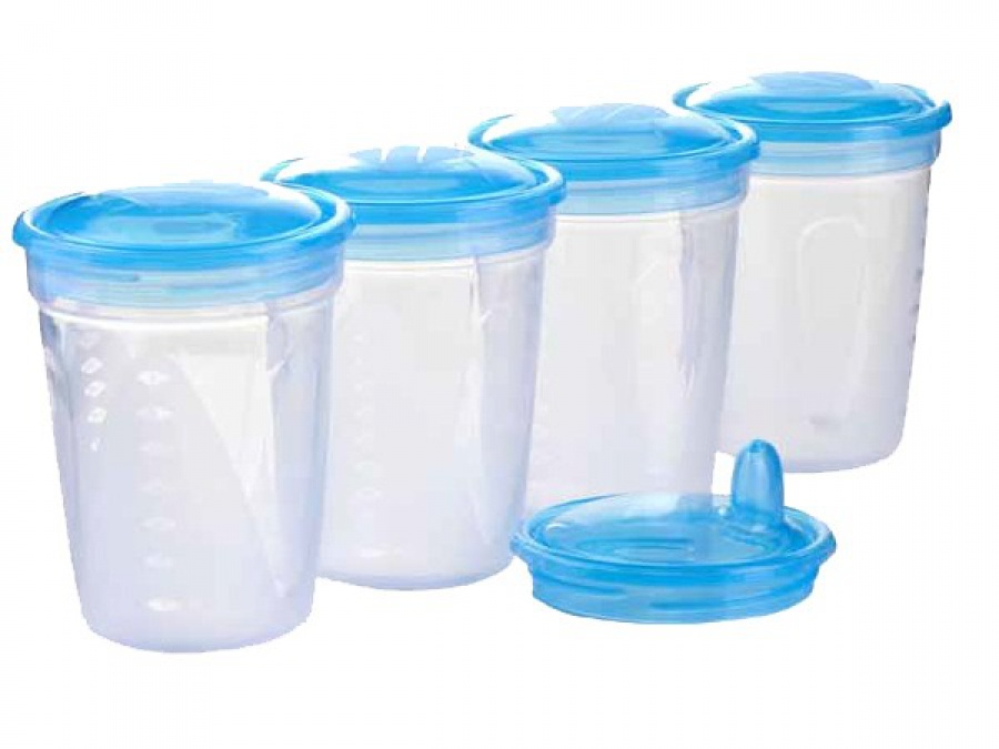 Uskladňovacie nádoby na pokrm s vrchnákmi 4+,+náustok zdarma