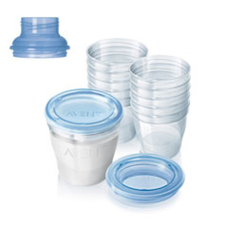 AVENT zásobníky na materské mlieko s vrchnákmi 10 ks