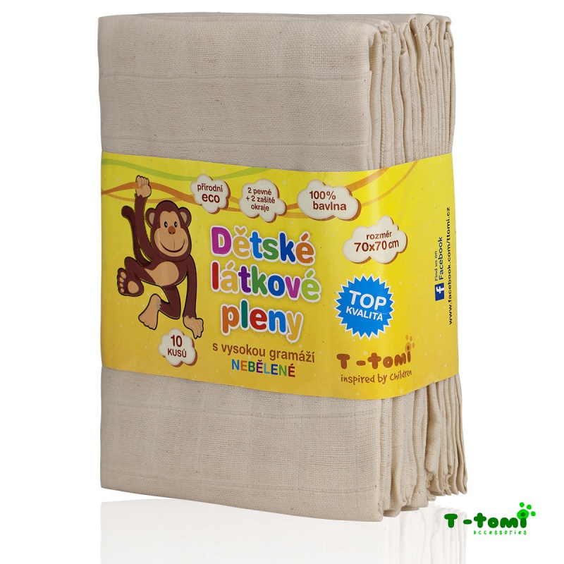 Látkové bavlnené TETRA plienky TOP Kvalita 10 ks nebielené 