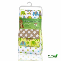 Bavlnené plienky s flanelovou úpravou Zelené slony