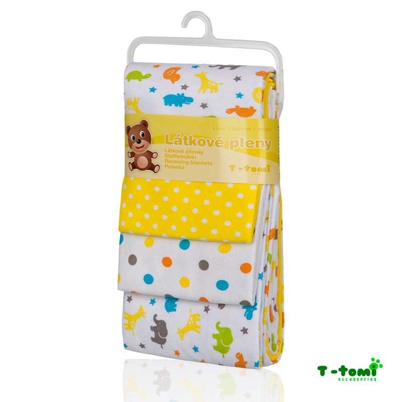 Bavlnené plienky s flanelovou úpravou Žlté žirafy