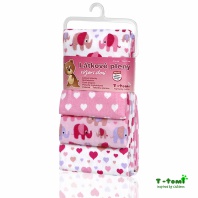 Bavlnené plienky s flanelovou úpravou Ružové slony