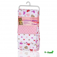 Bavlnené plienky s flanelovou úpravou Ružové slimáky/srdiečka