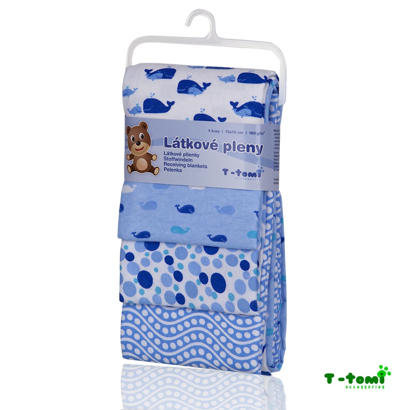 Bavlnené plienky s flanelovou úpravou Modré delfíny