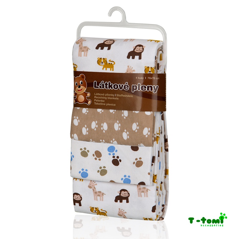 Bavlnené plienky s flanelovou úpravou Hnedé opice