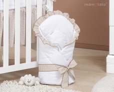 Spevnená zavinovačka so stuhou biela/hnedá