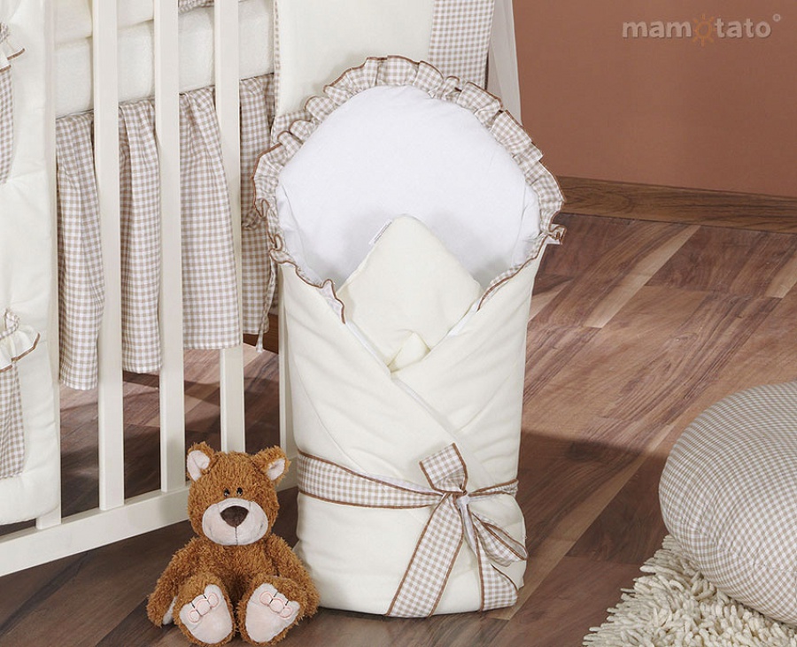 Spevnená zavinovačka so stuhou maslová/hnedá