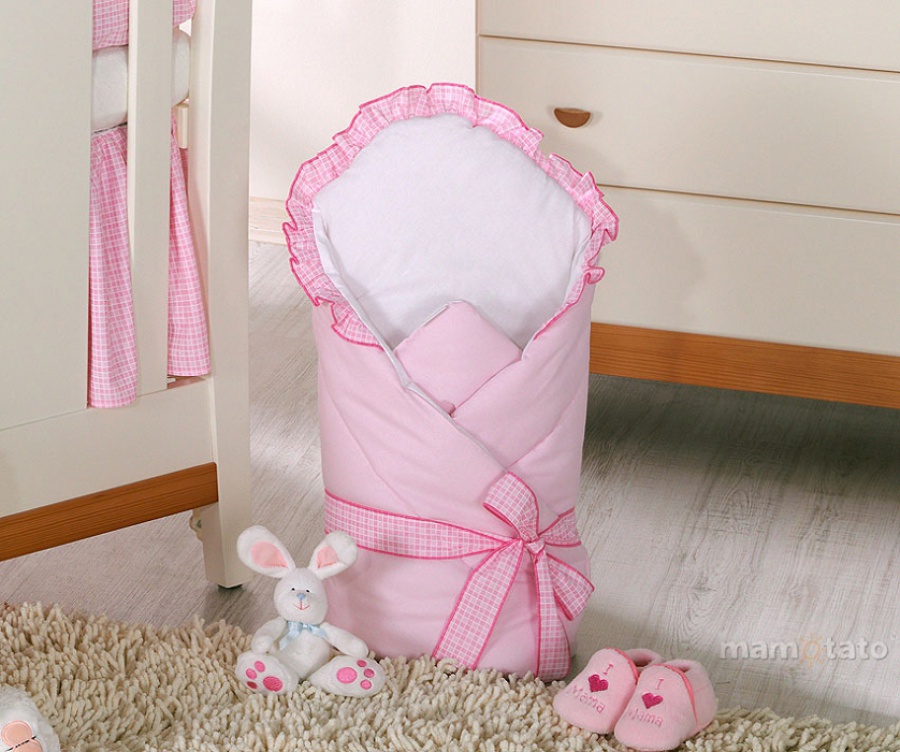 Spevnená zavinovačka so stuhou ružová