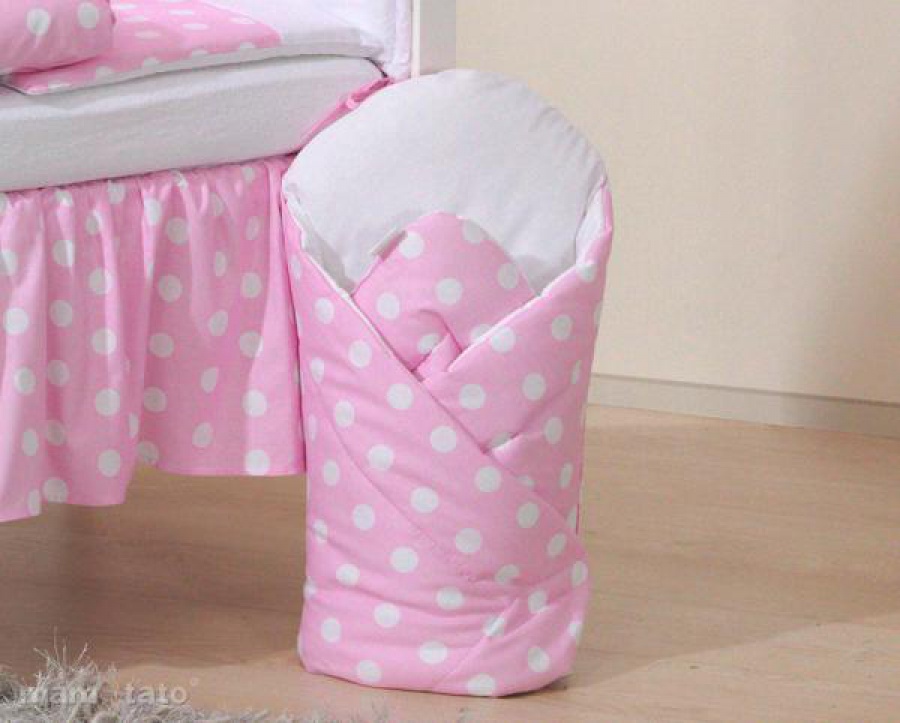 Zavinovačka s výplňou a spevnenou časťou ružová/biele bodky