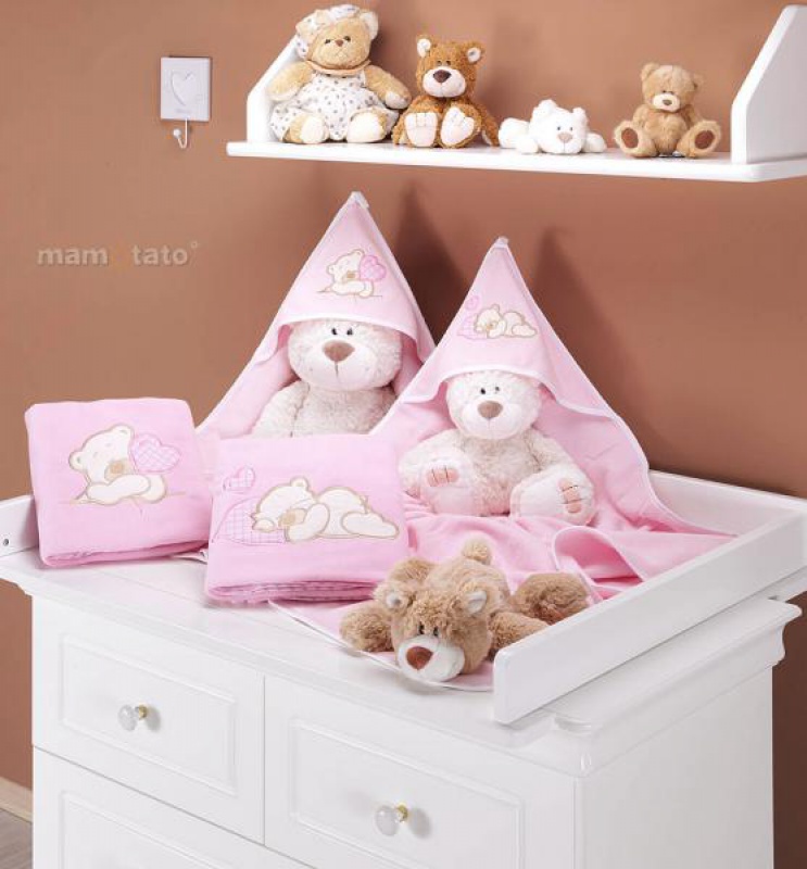 Frotté osuška s výšivkou ružová 100 x 100 cm