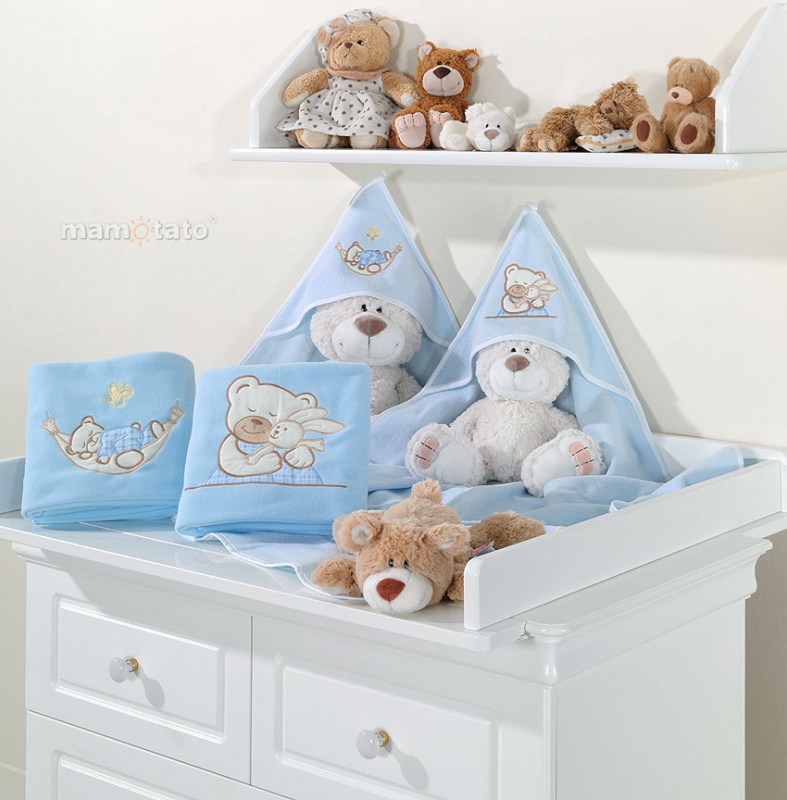 Frotté osuška s výšivkou modrá 100 x 100 cm