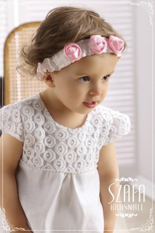 Čelenka k slávnostným šatám s ružovými kvietkami