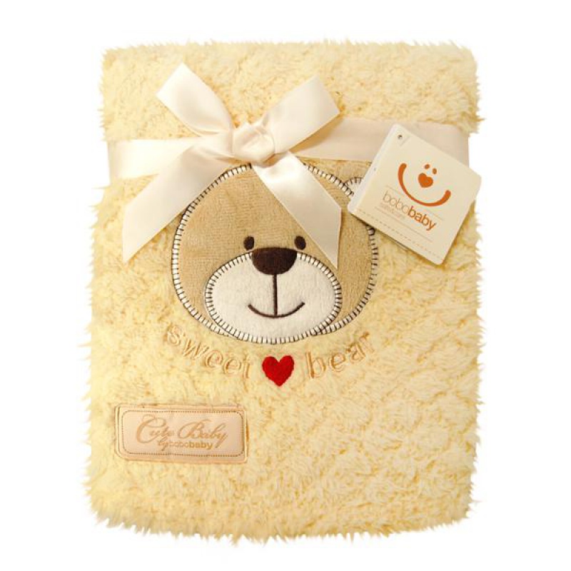 Velúrová deka Sweet Bear bobobaby KCSN-12 žltá