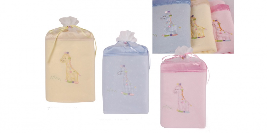 Fisová deka BabyBow v darčekovom balení/modrá žirafka