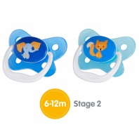 Ortodonický cumlík PREVENT  II  6-12  mes. 2 ks modrý slon/líška