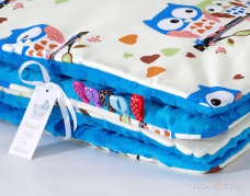 Obojstranná deka Minky modré sovičky