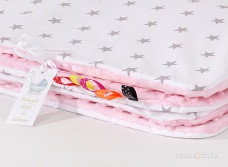 Obojstranná deka Minky ružová/sivé hviezdičky