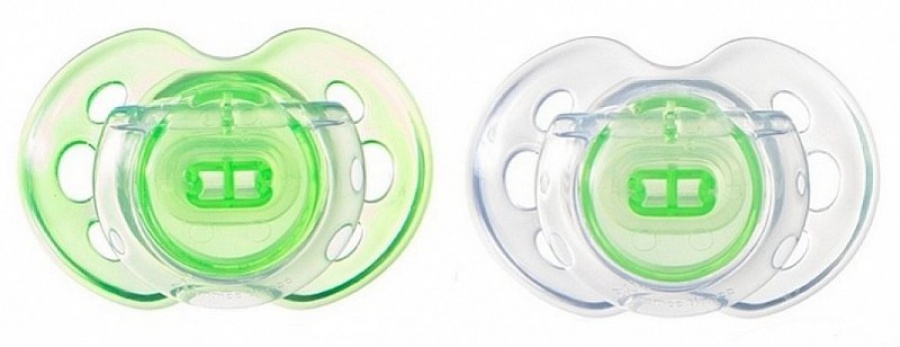 Cumlík ortodontický - symetrický tvar AIR 0-6 mes. zelený 2ks