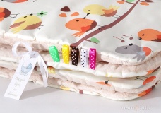 Obojstranná deka Minky - vtáčiky béžové