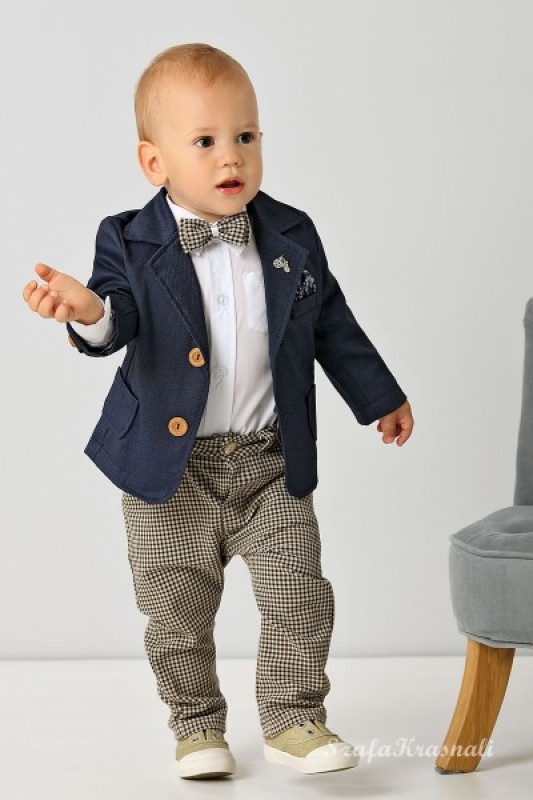 A015.2 Slávnostný chlapčenský oblek s károvanými nohavicami