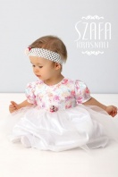 B003 Slávnostné dievčenské šaty satén/kvietky