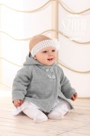 BM001 Kabátik zo svetríkového materiálu na gombíky s kapucňou