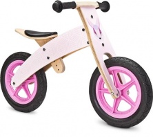 Drevené odrážadlo WOODY PINK s bezúdržbovými gum.kolesami