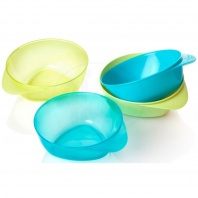 Misky s úchytom a 3-hranným dnom na detské pokrmy 4ks  7m+