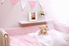 3 časťová sada so štrasom do postieľky Bebelini Shiny Nihgts White&rose