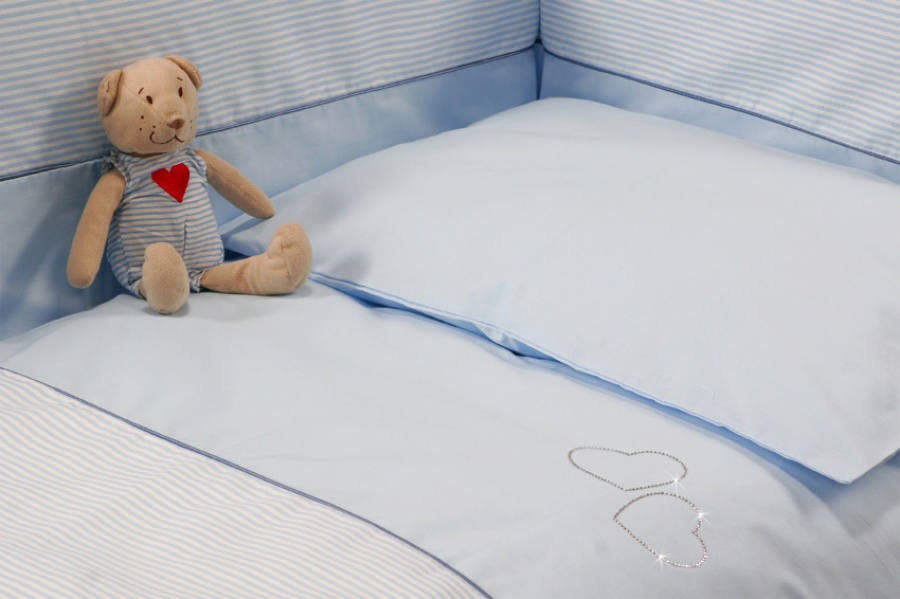 3 časťová sada so štrasom do postieľky Bebelini Shiny Nights Blue&blue