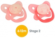 Cumlík ortodontický anticolic PREVENT  Night Time 6-12m ružový 2ks