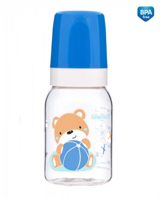 Kojenecká fľaša sklenená 120ml dekorácia Sweet fun mix farieb