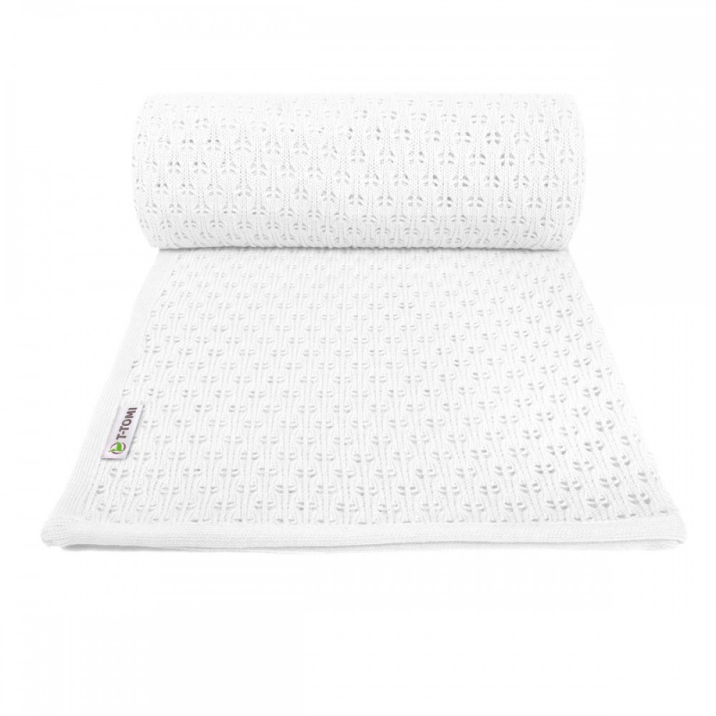 Pletená detská deka SUMMER 80x100cm, Biela