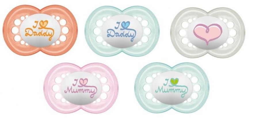 Cumlík silikónový ortodontický symetrický Love & Affection Perleť 6m+