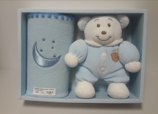 Darčekový set Deka 110x75 cm + plyšová hračka s hrkálkou