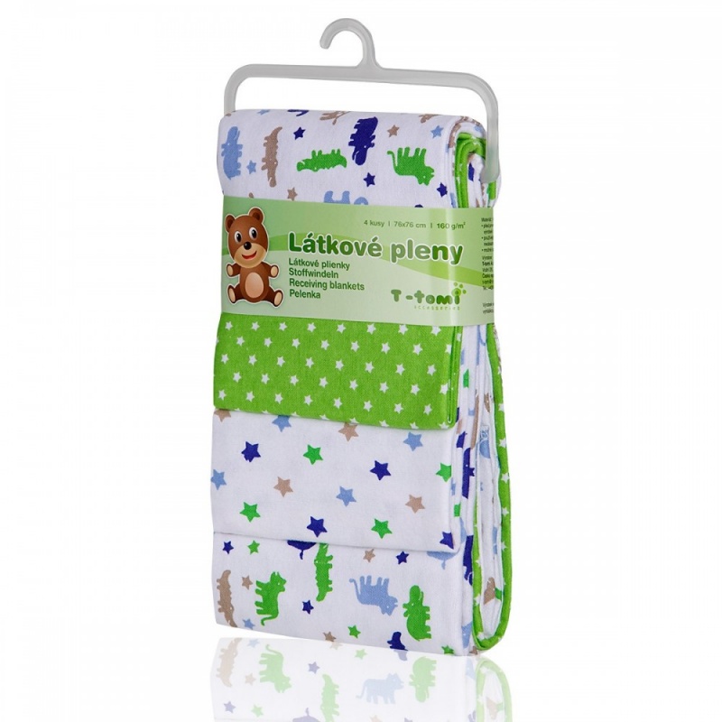 Bavlnené plienky s flanelovou úpravou Zelené krokodíly