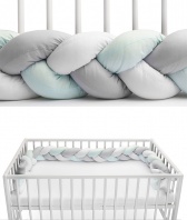 Chránič do postieľky vrkoč mätovo sivý 210 cm