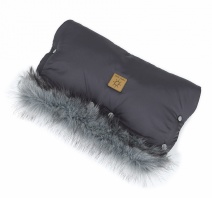 Teplý rukávnik s kožušinkou grafit/avokádo