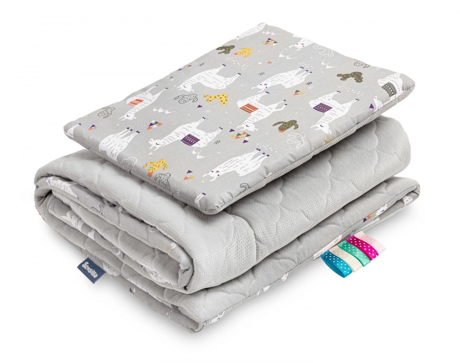 Súprava/komplet do kočíka, alebo postieľky, či košíka  Velvet Malá lama