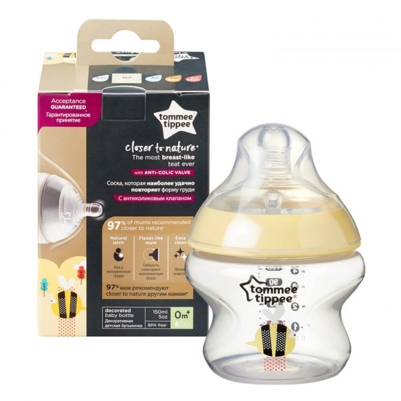 Tommee Tippee kojenecká fľaša C2N včielka 0m+, 150