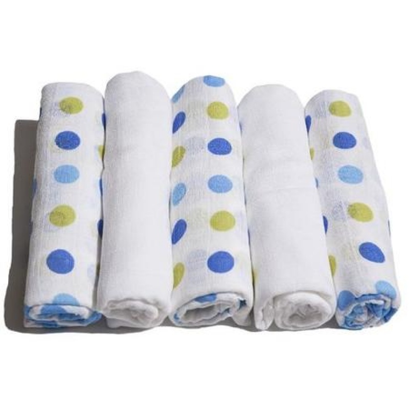 Bavlnené plienky 5 ks modrozelené bodky