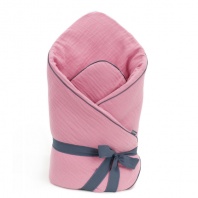 Mušelínová zavinovačka Double Roose so stuhou 70x70 cm