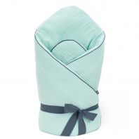 Mušelínová zavinovačka Double Šalvia so stuhou 70x70 cm