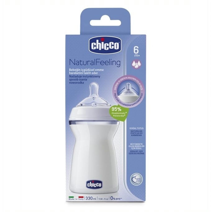 Chicco Kojenecká fľaša Natural feeling 330 ml 6 m+