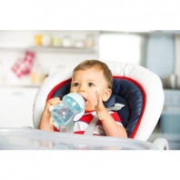 Prvý tréningový pohárik netečúci s mäkkým náustkom, modrý 200 ml