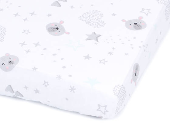 Bavlnené prestieradlo s gumkou, sivý macko