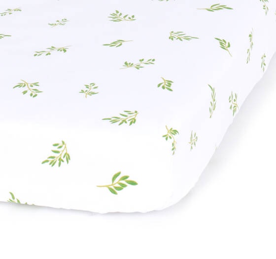 Bavlnené prestieradlo s gumkou, zelené listky