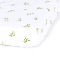 Bavlnené prestieradlo s gumkou, zelené listky